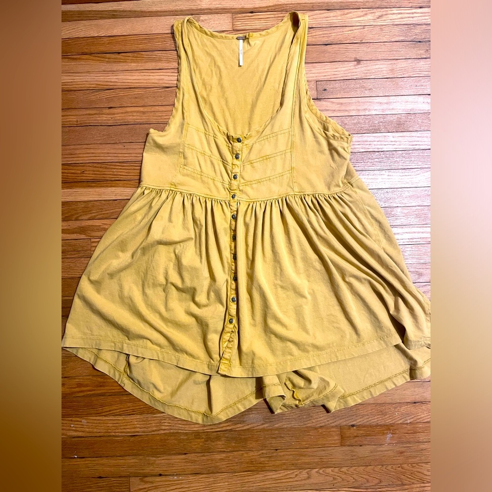 Free People Olive Green Button-Front Swing Tank Dress - Picture 5 of 7
